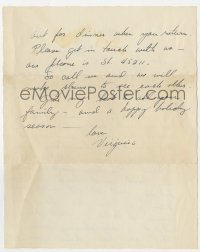 8y125 VIRGINIA MAYO signed letter 1950 to a friend she had quarreled with, giving her phone number!