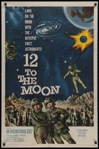 8z003 12 TO THE MOON 1sh 1960 land on the moon with the intrepid first astronauts, cool art!