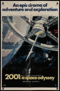 8z009 2001: A SPACE ODYSSEY style A 1sh 1968 Stanley Kubrick, art of space wheel by Bob McCall!