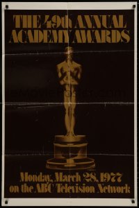 8z015 49TH ANNUAL ACADEMY AWARDS 1sh 1977 ABC, great image of golden Oscar statuette!