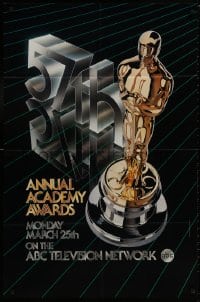 8z017 57th ANNUAL ACADEMY AWARDS 1sh 1985 cool artwork of Oscar statue!