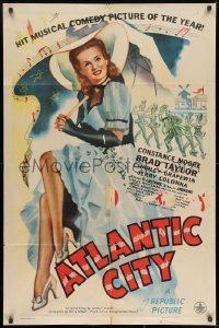 8z056 ATLANTIC CITY 1sh 1944 sexy art of Constance Moore with bonnet & umbrella in New Jersey!