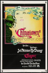 8z164 CHINATOWN 1sh 1974 art of Jack Nicholson & Faye Dunaway by Jim Pearsall, Polanski