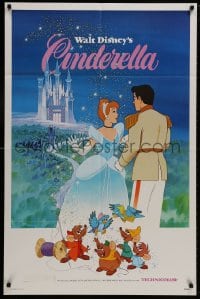 8z168 CINDERELLA 1sh R1981 Walt Disney classic romantic cartoon, image of prince & mice!