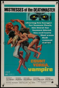 8z191 COUNT YORGA VAMPIRE 1sh 1970 AIP, artwork of the mistresses of the deathmaster feeding!!
