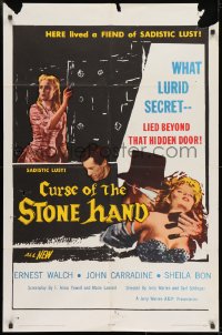 8z201 CURSE OF THE STONE HAND 1sh 1965 John Carradine in South American horror, sadistic lust!