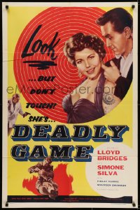 8z215 DEADLY GAME 1sh 1954 Lloyd Bridges, sexy bad girl Simone Silva knows the score!