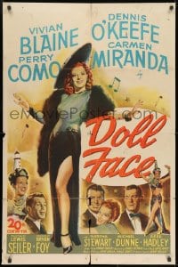 8z236 DOLL FACE 1sh 1945 sexy full-length Vivian Blaine & Carmen Miranda, Perry Como, O'Keefe
