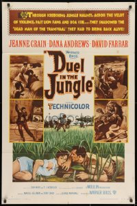 8z248 DUEL IN THE JUNGLE 1sh 1954 Dana Andrews, sexy Jeanne Crain, African adventure artwork!
