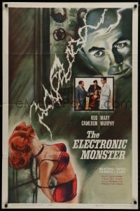 8z258 ELECTRONIC MONSTER 1sh 1960 Rod Cameron, artwork of sexy girl shocked by electricity!
