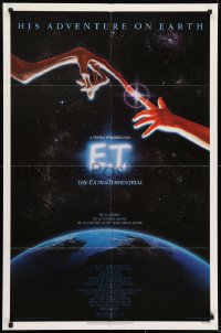 8z253 E.T. THE EXTRA TERRESTRIAL studio style 1sh 1982 Drew Barrymore, Steven Spielberg, Alvin art!