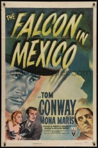 8z285 FALCON IN MEXICO style A 1sh 1944 detective Tom Conway, Mona Maris, cool film noir art!