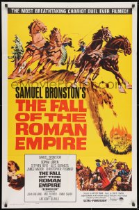 8z286 FALL OF THE ROMAN EMPIRE 1sh 1964 Anthony Mann, Sophia Loren, cool chariot race art!