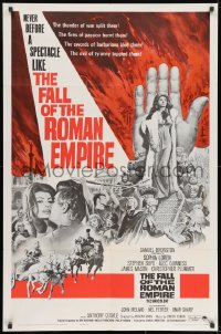 8z287 FALL OF THE ROMAN EMPIRE revised 1sh 1964 Anthony Mann, Sophia Loren, cool chariot race art!