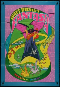 8z291 FANTASIA 1sh R1970 Disney classic musical, great psychedelic fantasy artwork, Technicolor!