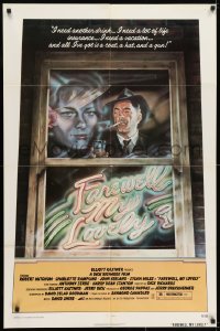 8z293 FAREWELL MY LOVELY 1sh 1975 cool David McMacken artwork of Robert Mitchum smoking in window!