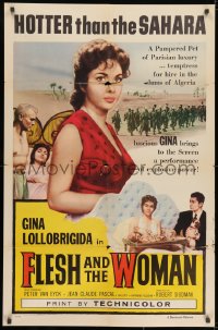 8z308 FLESH & THE WOMAN 1sh 1958 sexy Gina Lollobrigida is hotter than the Sahara!