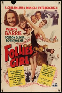 8z314 FOLLIES GIRL 1sh 1943 super sexy showgirl Wendy Barrie, streamlined musical extravaganza!