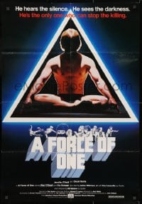 8z321 FORCE OF ONE 1sh 1978 Chuck Norris is so bad he hears silence & sees darkness!