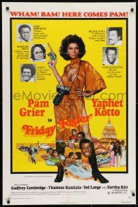 8z332 FRIDAY FOSTER 1sh 1976 artwork of sexiest Pam Grier with gun and camera!