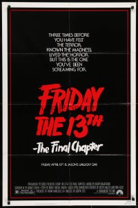 8z333 FRIDAY THE 13th - THE FINAL CHAPTER 1sh 1984 Part IV, slasher sequel, Jason's unlucky day!