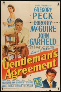8z340 GENTLEMAN'S AGREEMENT 1sh 1947 Elia Kazan, Gregory Peck, Dorothy McGuire, John Garfield