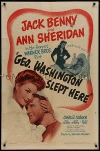 8z341 GEORGE WASHINGTON SLEPT HERE 1sh 1942 Ann Sheridan & Jack Benny, Hart & George S. Kaufman!