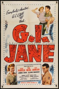 8z336 G.I. JANE 1sh 1951 Tom Neal, Jean Porter, Iris Adrian, everyone's shouting G.I. love it!