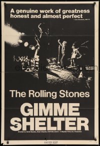 8z348 GIMME SHELTER 1sh 1971 Rolling Stones out of control rock & roll concert!