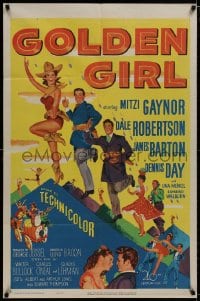 8z362 GOLDEN GIRL 1sh 1951 art of sexy Mitzi Gaynor, Dale Robertson & Dennis Day!