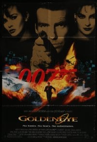 8z365 GOLDENEYE DS 1sh 1995 cast image of Pierce Brosnan as Bond, Isabella Scorupco, Famke Janssen!