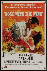 8z367 GONE WITH THE WIND 1sh R1989 Terpning art of Gable carrying Leigh over burning Atlanta!