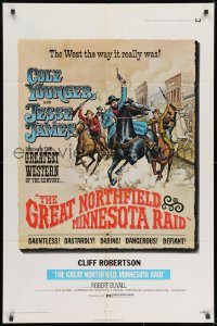 8z374 GREAT NORTHFIELD MINNESOTA RAID 1sh 1972 cool artwork of wild west outlaws!