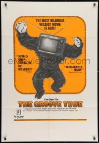 8z378 GROOVE TUBE 1sh 1974 Chevy Chase, like TV's Saturday Night Live, wild image of gorilla w/tv!