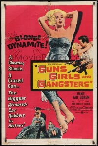 8z382 GUNS, GIRLS & GANGSTERS 1sh 1959 sexy bad Mamie Van Doren is a blonde hell-cat on the prowl!