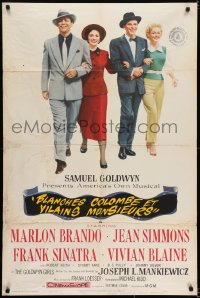 8z383 GUYS & DOLLS 1sh 1955 Marlon Brando, Jean Simmons, Frank Sinatra & Blaine arm-in-arm!