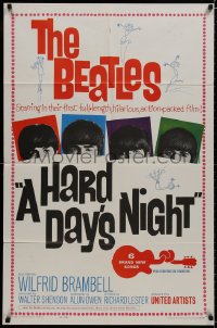 8z389 HARD DAY'S NIGHT 1sh 1964 The Beatles in their first film, rock & roll classic!