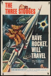 8z396 HAVE ROCKET WILL TRAVEL 1sh 1959 wonderful sci-fi art of The Three Stooges in space!