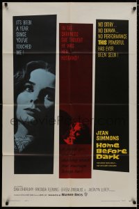 8z425 HOME BEFORE DARK 1sh 1958 pretty untouched Jean Simmons is a wife on the rim of insanity!