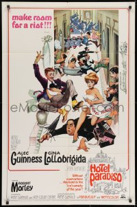 8z435 HOTEL PARADISO 1sh 1966 wacky Frank Frazetta art of Alec Guinness & sexy Gina Lollobrigida!