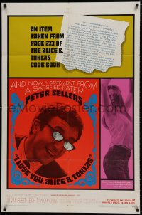 8z444 I LOVE YOU, ALICE B. TOKLAS 1sh 1968 Peter Sellers & sexy Leigh Taylor-Young!