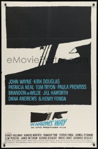 8z452 IN HARM'S WAY 1sh 1965 Otto Preminger, classic Saul Bass pointing hand artwork!