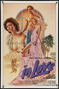8z453 IN LOVE video/theatrical 1sh 1983 Jerry Butler, Kelly Nichols, sexy near-naked art of main stars!