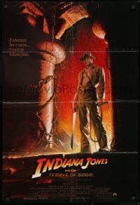8z457 INDIANA JONES & THE TEMPLE OF DOOM 1sh 1984 great art of Harrison Ford by Bruce Wolfe!