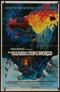 8z472 ISLAND AT THE TOP OF THE WORLD 1sh 1974 Disney's adventure beyond imagination, cool art!