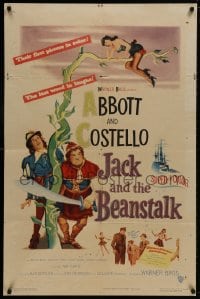 8z481 JACK & THE BEANSTALK 1sh 1952 Abbott & Costello, their first picture in color!