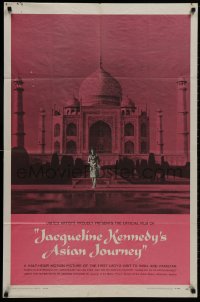 8z484 JACQUELINE KENNEDY'S ASIAN JOURNEY 1sh 1962 great image of Jackie in front of Taj Mahal!