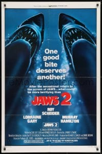 8z486 JAWS 2 1sh R1980 Roy Scheider, one good bite deserves another, what could be more terrifying!