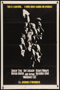 8z493 JUDGMENT AT NUREMBERG 1sh 1961 Spencer Tracy, Judy Garland, Burt Lancaster, Dietrich!