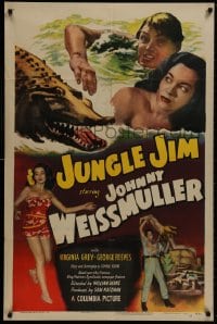 8z497 JUNGLE JIM 1sh 1948 Johnny Weissmuller tries to save Virginia Grey from alligator!